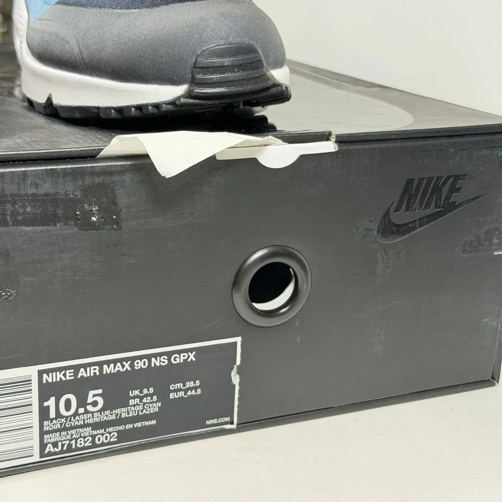 Nike Men's Size 10.5 Air Max‎ 90 NS GPX  Black Laser Blue